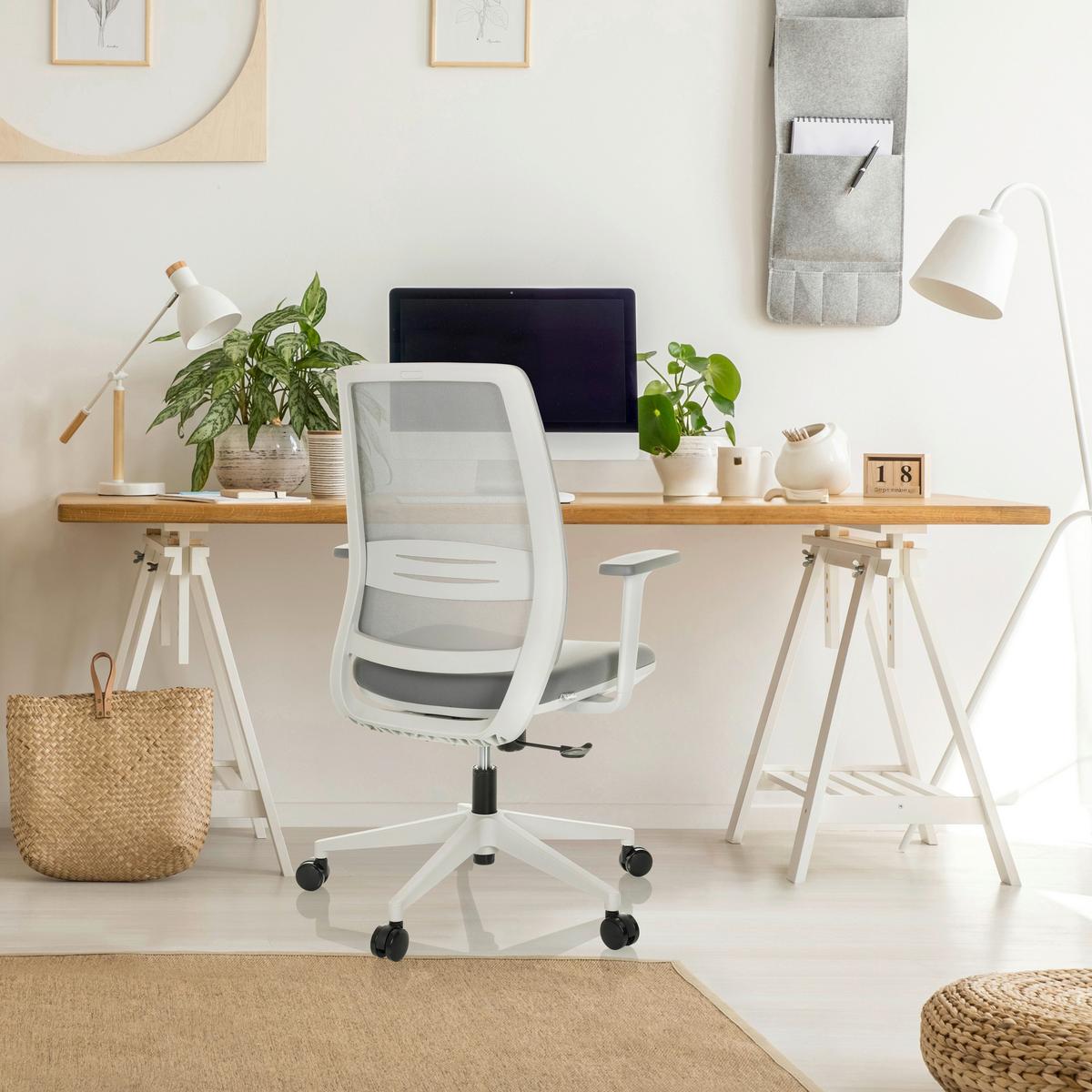 Drehstuhl Profondo Eco W Grau B: 68 cm - Weiß/Grau, MODERN, Kunststoff/Textil (68/100 - 108/55cm) - MID.YOU