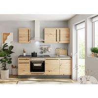 Küchenzeile JAZZ 8 mit Geräten 220cm Anthrazit - Anthrazit/Eiche Artisan, LIFESTYLE, Holzwerkstoff (220cm) - P & B