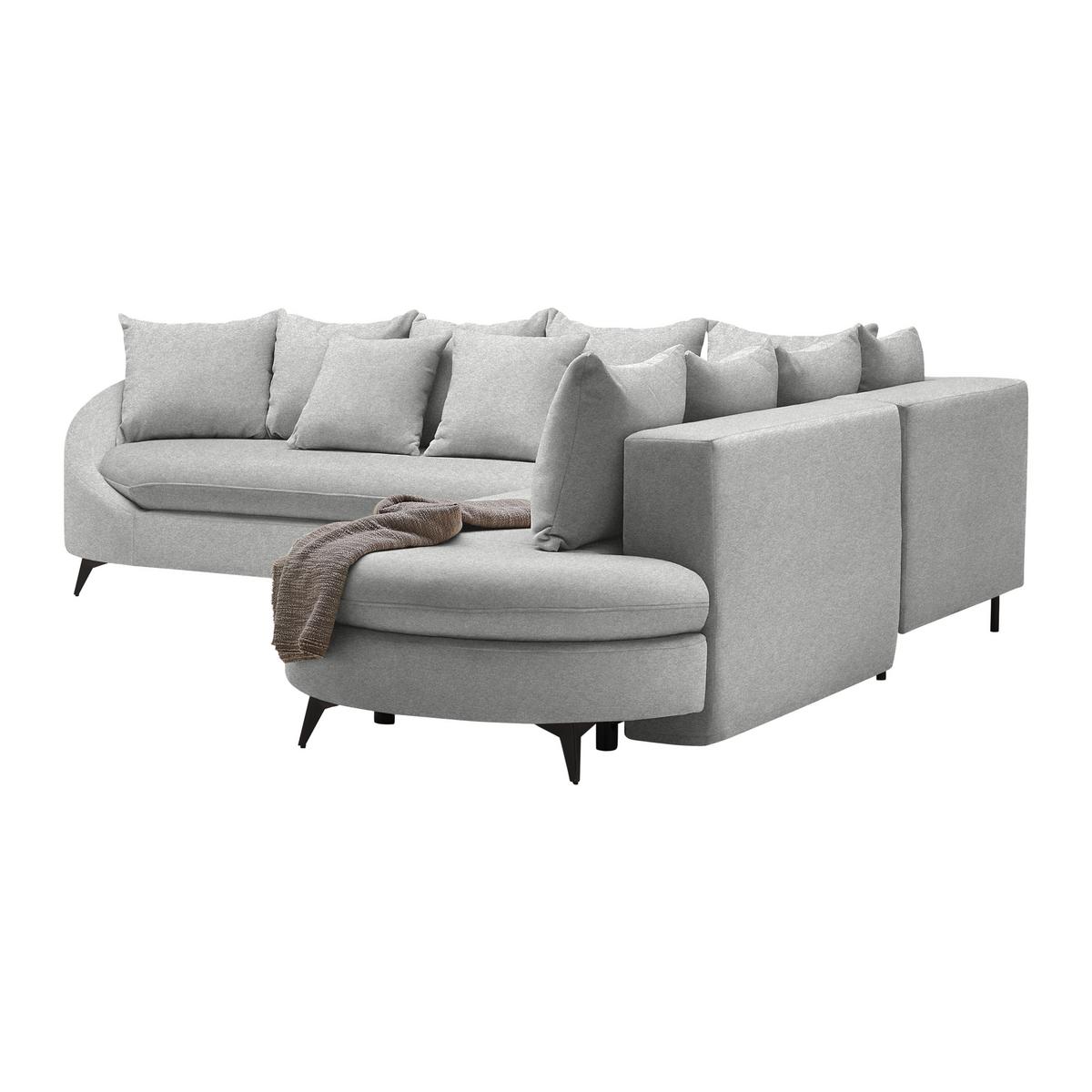 Rohová sedačka AXEL, pravá, světle šedá tkanina - černá/světle šedá, Moderní, kov/textil (291/250cm) - Mömax