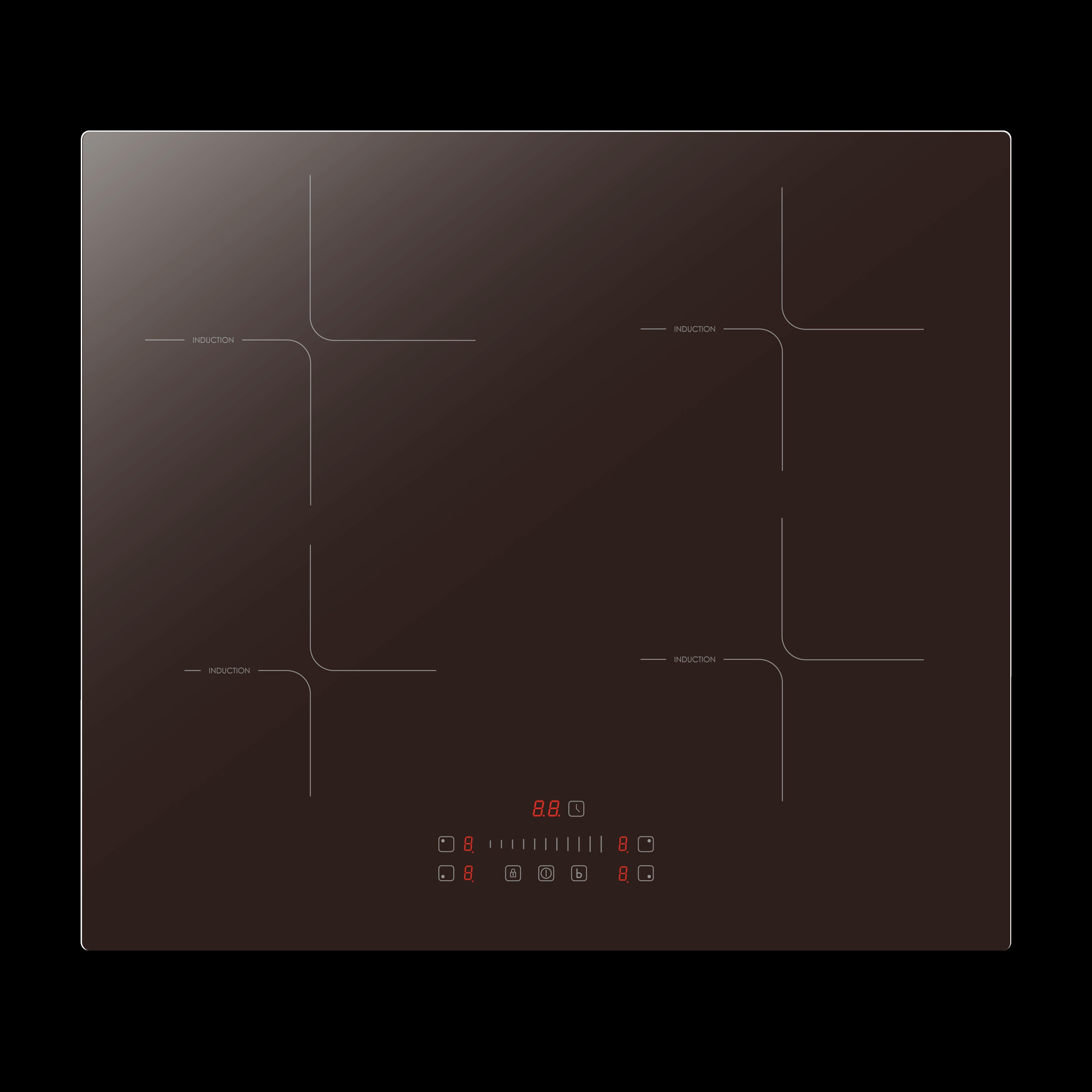Induktionskochfeld Schwarz B: 59 Cm - Schwarz, Basics, Glas (59/6.2/52cm) - PKM