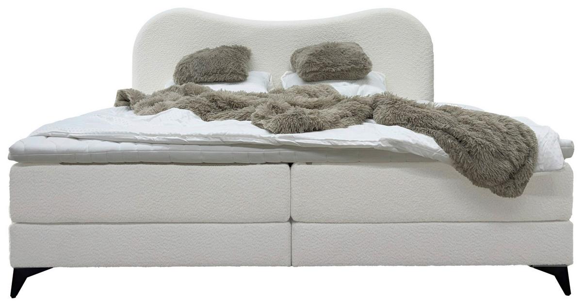 Polsterbett Pienza Perlmutt Lf: 180x200 cm - Perlmutt/Schwarz, MODERN, Textil (180/200cm) - Livetastic