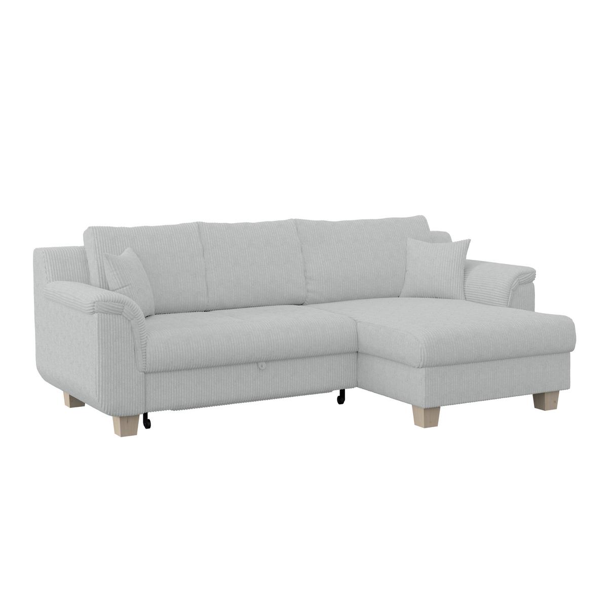 Ecksofa mit Schlaffunktion Alex Hellgrau - Hellgrau/Naturfarben, MODERN, Textil (246/156cm)