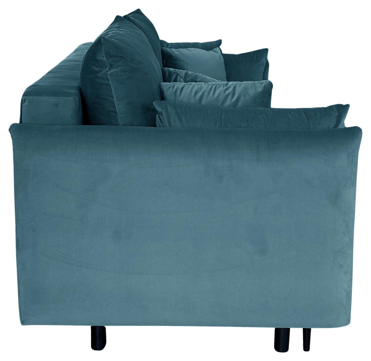 Schlafsofa mit Bettkasten Orlando Blau B: 220 cm - Blau/Schwarz, Design, Textil (220/96/102cm) - MID.YOU