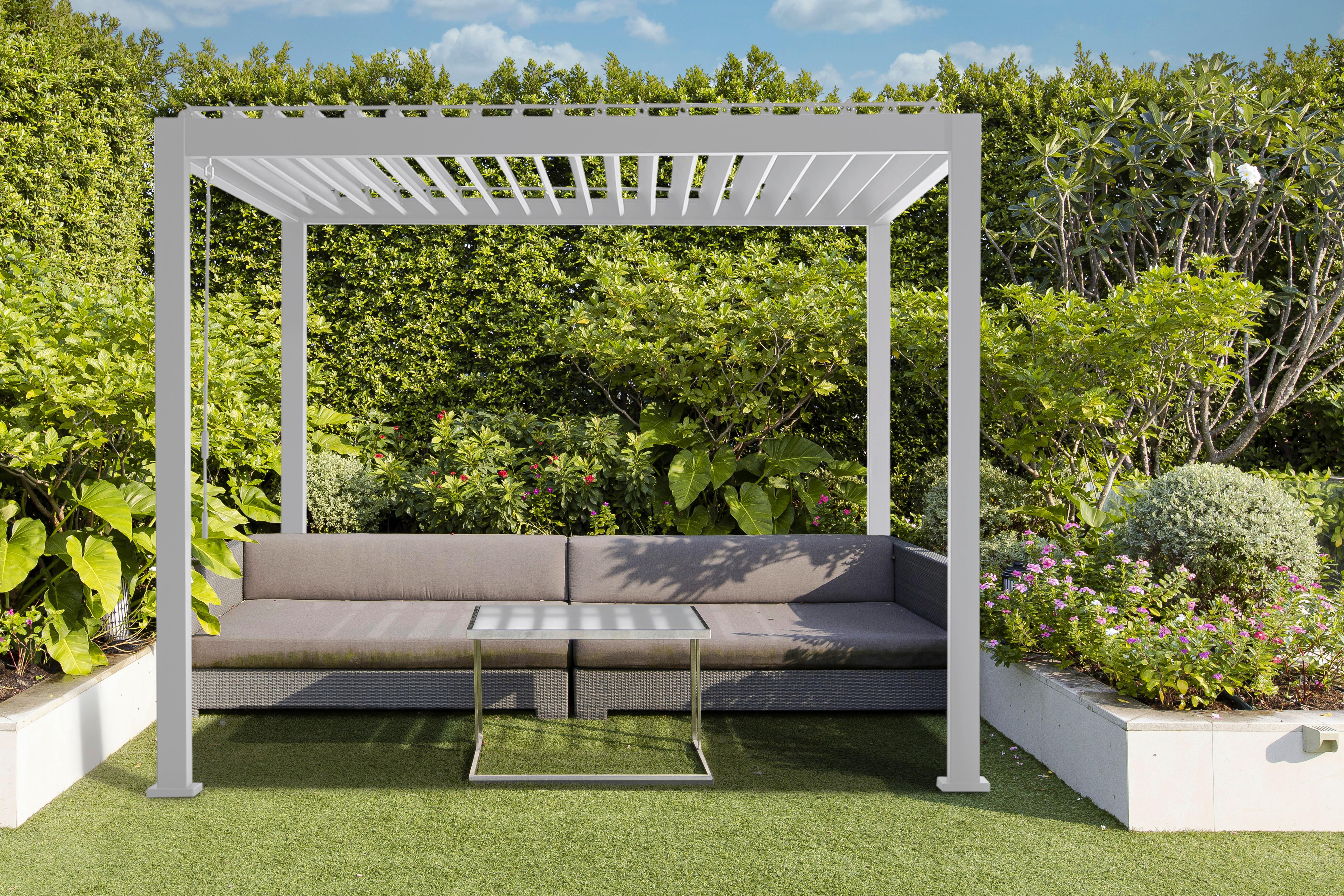 Pergola Deluxe 300x300cm Weiss - Weiß, MODERN, Metall (300/250/300cm) - Gardenson