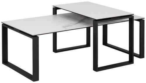 Couchtisch Metall/glaskeramik 2er-Set Katrine Schwarz/weiß