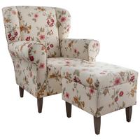 Sesselset Asino Beige/rot/wengefarben B: 80 Cm - Wengefarben/Beige, ROMANTIK / LANDHAUS, Textil (80/102/86cm) - Livetastic