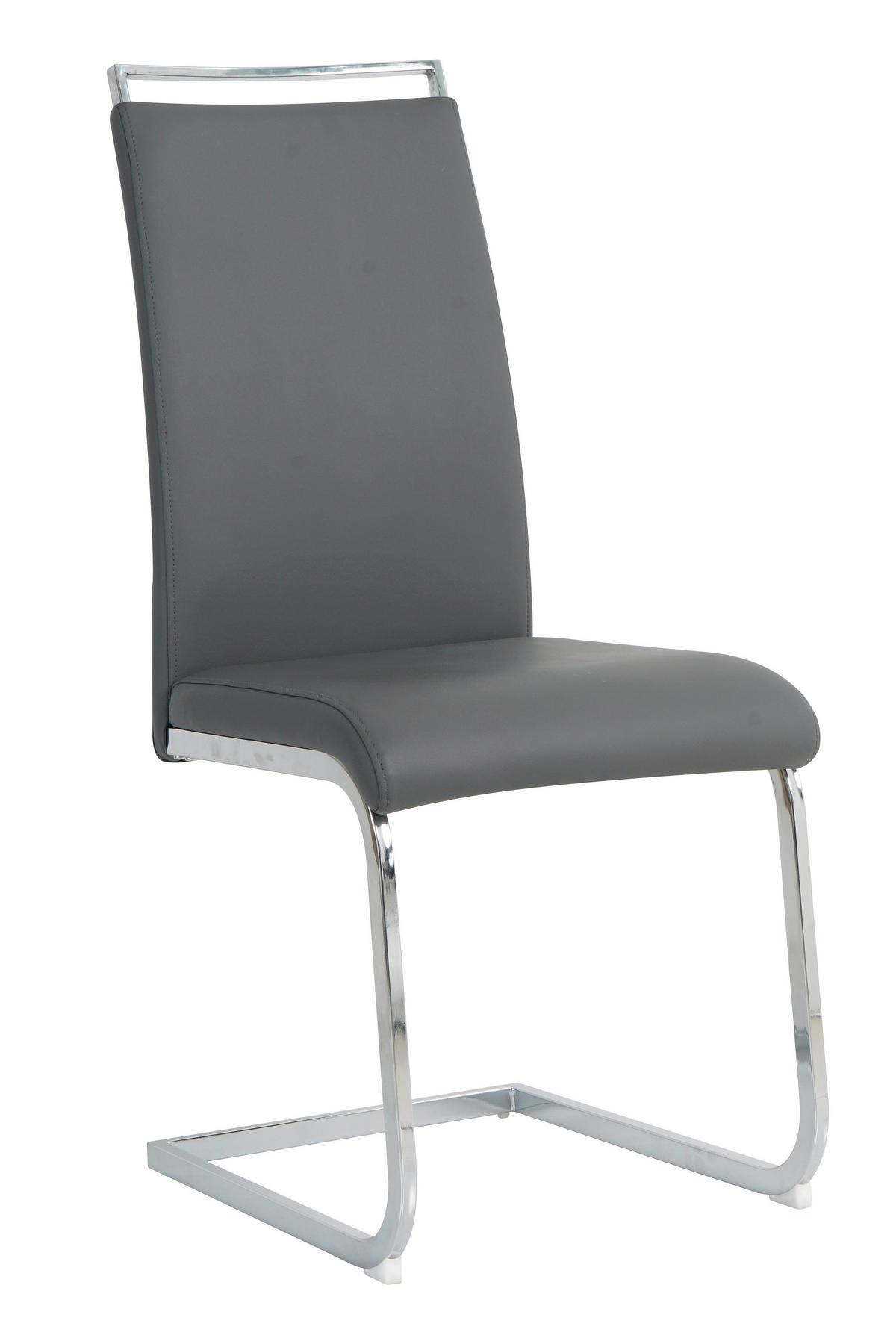 Stuhl-set Lederlook Grau, B: 42cm - Silberfarben/Grau, Design, Kunststoff/Textil (42/101/58cm) - Livetastic