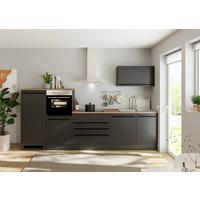 Küchenzeile Jazz 4 mit Geräten 320 cm Schwarz - Eichefarben/Schwarz, Basics, Holzwerkstoff (320cm) - P & B
