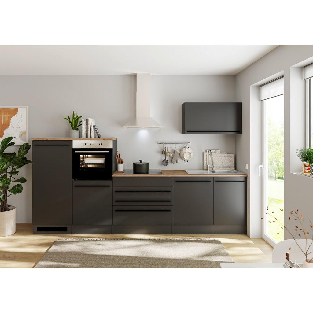 Küchenzeile Jazz 4 mit Geräten 320 cm Schwarz