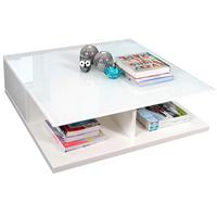 Couchtisch Weiß Hochglanz L: 100 Cm - Weiß Hochglanz/Weiß, Design, Glas/Holzwerkstoff (100/100/36cm) - Livetastic