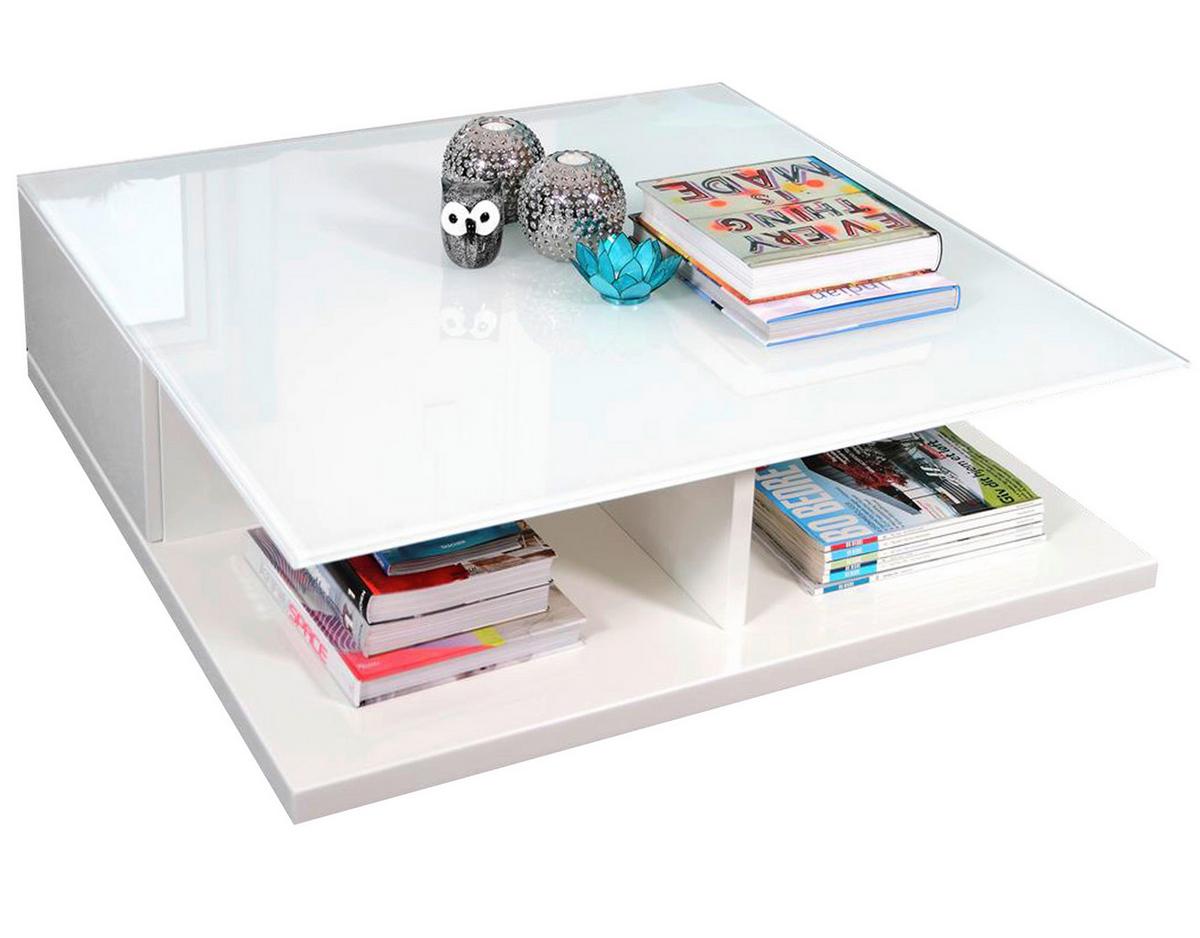 Couchtisch Weiß Hochglanz L: 100 Cm - Weiß Hochglanz/Weiß, Design, Glas/Holzwerkstoff (100/100/36cm) - Livetastic