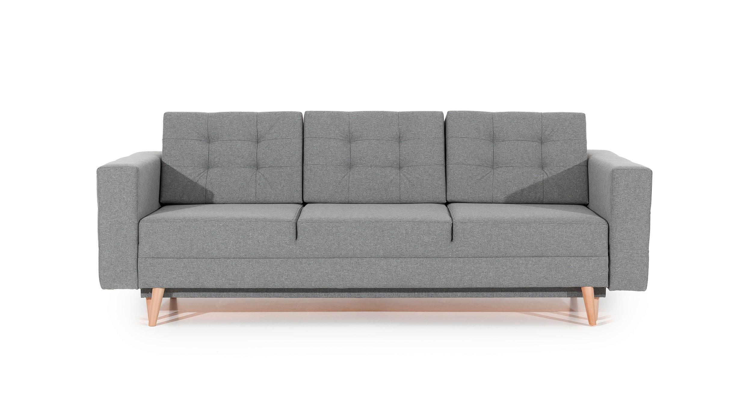 Schlafsofa Asgard Grau, B: 230 cm - Buchefarben/Grau, Design, Textil (230/93/92cm) - MID.YOU
