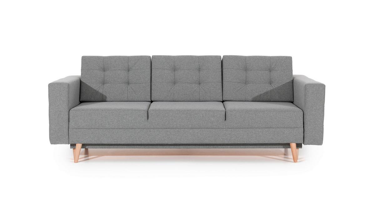 Schlafsofa Asgard Grau, B: 230 cm - Buchefarben/Grau, Design, Textil (230/93/92cm) - MID.YOU