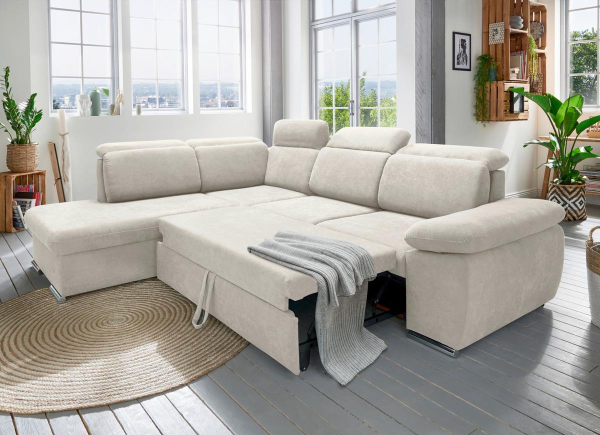 Ecksofa Vasto Creme S: 228x283 cm - Chromfarben/Creme, Design, Textil (228/283cm) - Livetastic