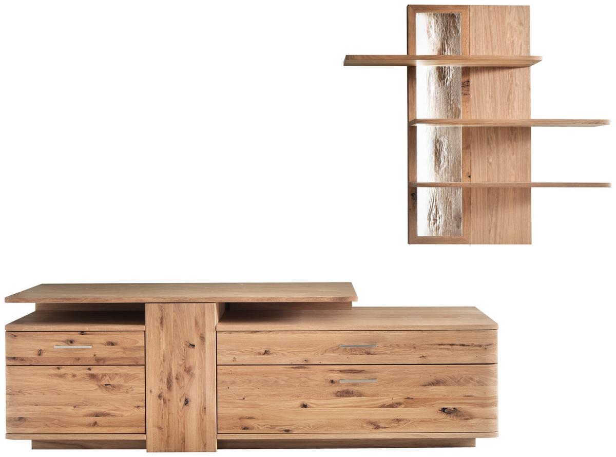 Wohnwand Santori Eiche teilmassiv - Eichefarben, Design, Holz/Holzwerkstoff (280/200/45cm) - Livetastic