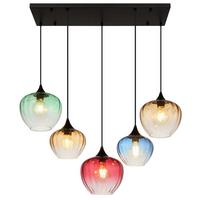 Hängeleuchte 15748-5h Sander - Klar/Schwarz, Basics, Glas/Textil (86/39/120cm) - Globo