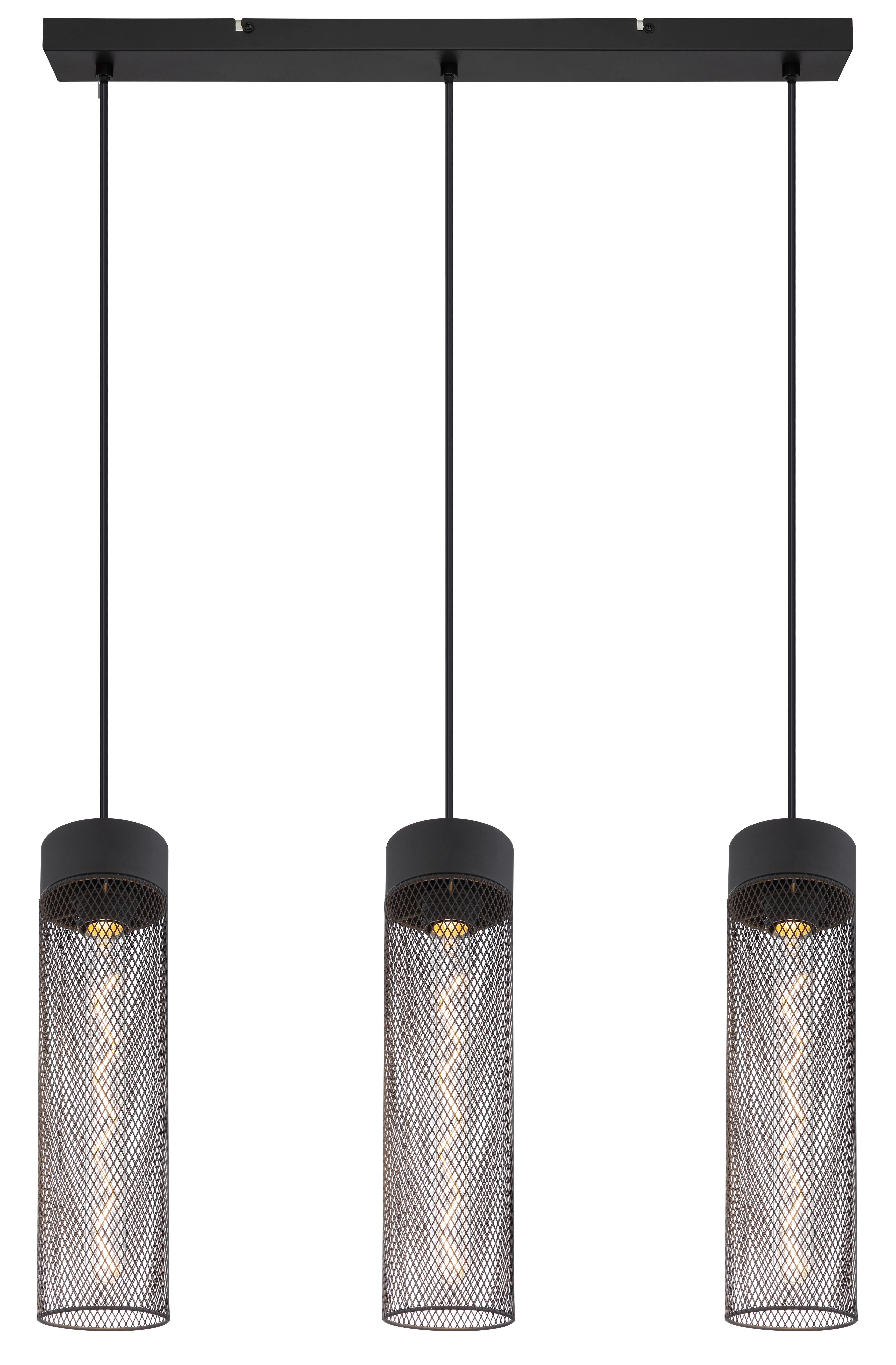 Hängeleuchte 15649-3h - Schwarz, Design, Metall (60/9,5/120cm) - Globo