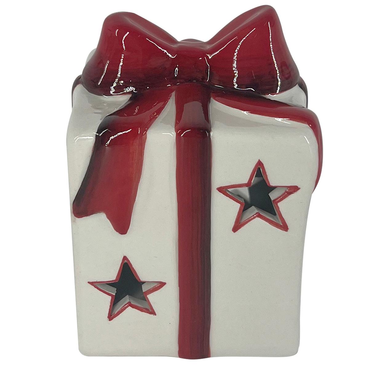 LED-Weihnachtsfigur Timber - Rot/Weiß, KONVENTIONELL, Keramik (6,7/6,5/9,2cm) - Luca Bessoni