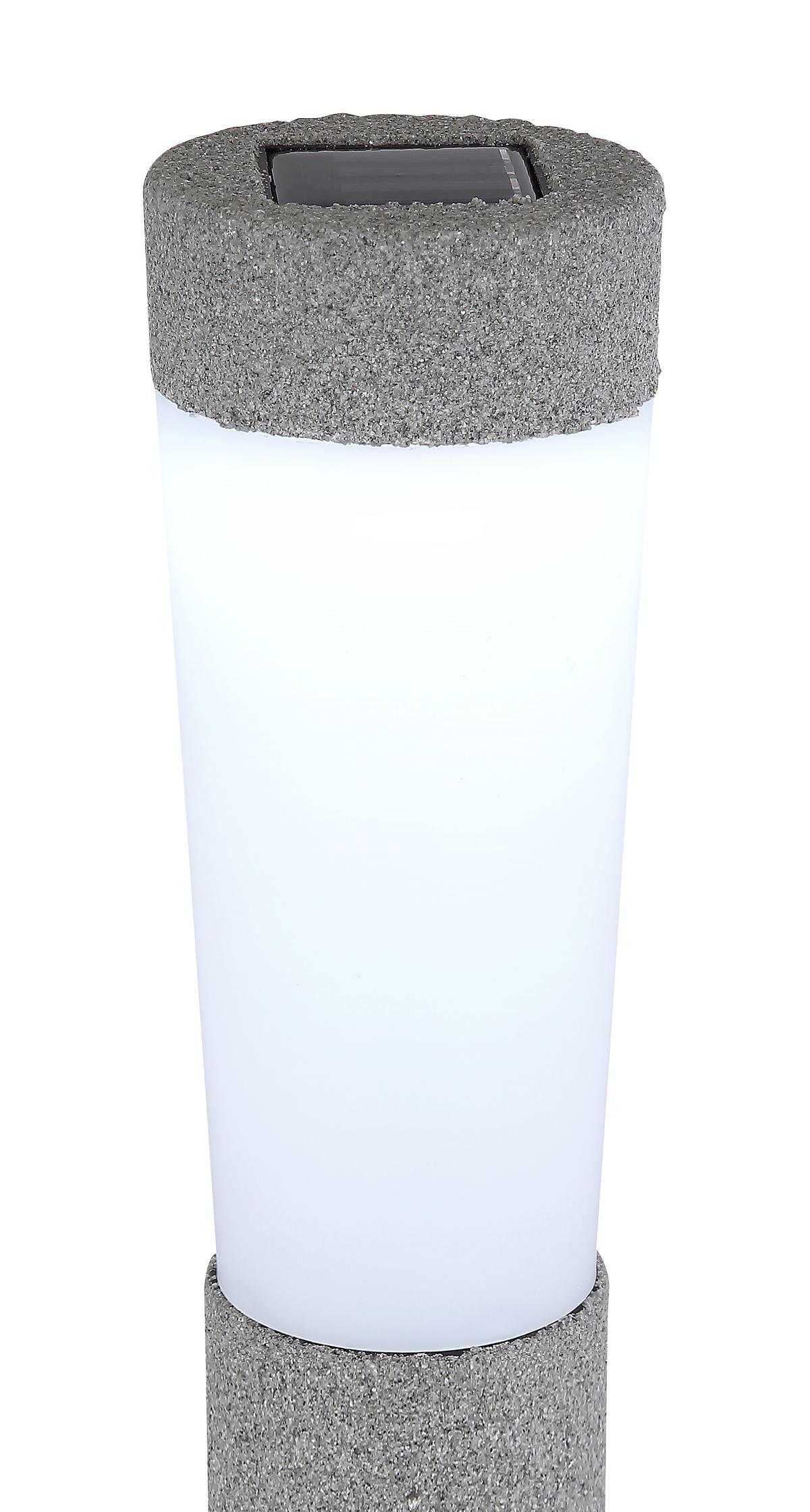 2 X Solarleuchte Mit Erdspieß Rund Grau 2x Tageslichtweiß - Grau, Design, Kunststoff (7,7/45,6cm) - Globo