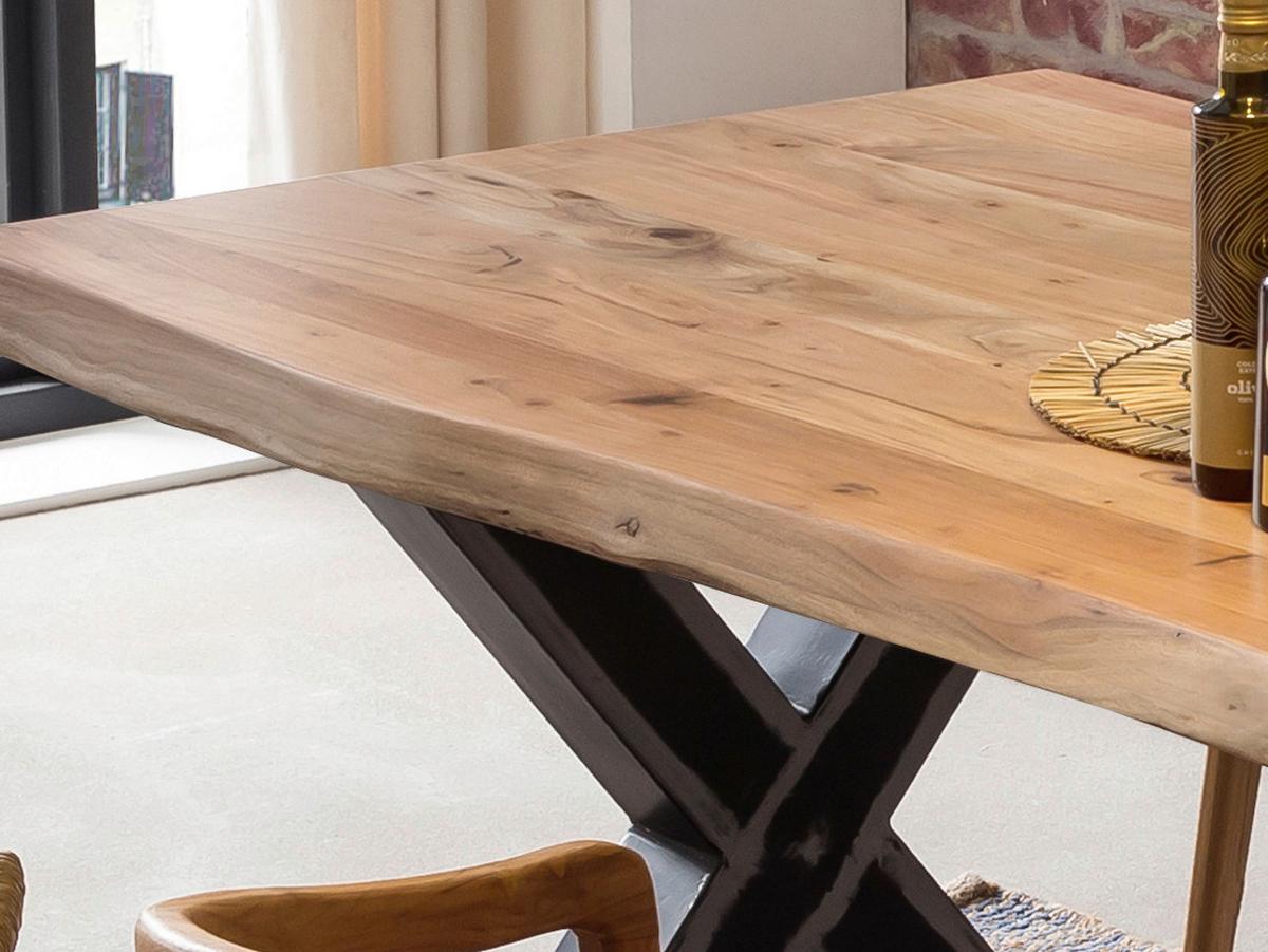 ESSTISCH Schwarz/Naturfarben L: 200cm - Schwarz/Naturfarben, MODERN, Holz/Metall (200/100/79cm) - MID.YOU