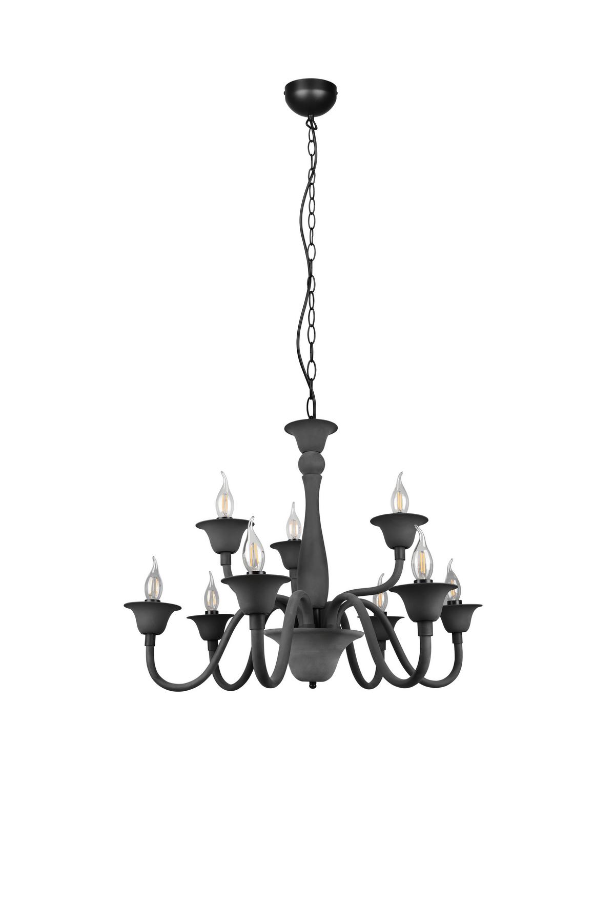 Kronleuchter 112900942 Elsa - Anthrazit, ROMANTIK / LANDHAUS, Kunststoff/Metall (72/150cm) - Trio Leuchten