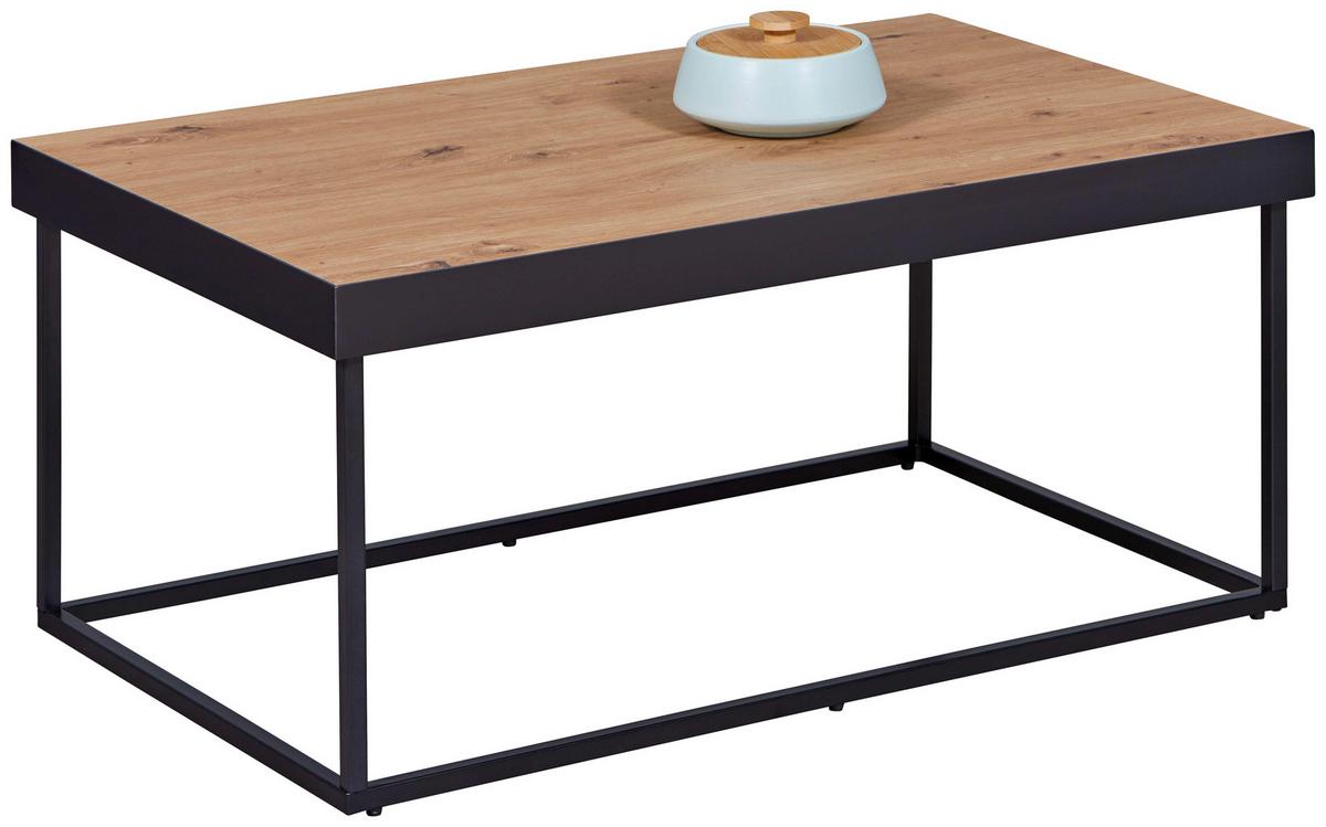 Couchtisch Passione - Schwarz/Eiche Artisan, Design, Holzwerkstoff/Metall (90/55/40cm) - Livetastic