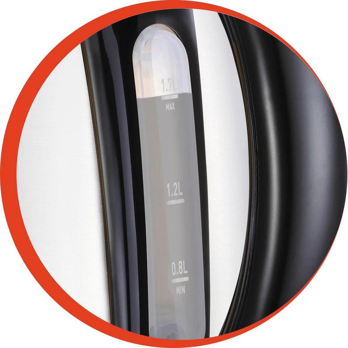 Wasserkocher 2400w, 1,7 Liter - Rot, Basics, Metall (21,2/17,7/23,7cm) - Moulinex