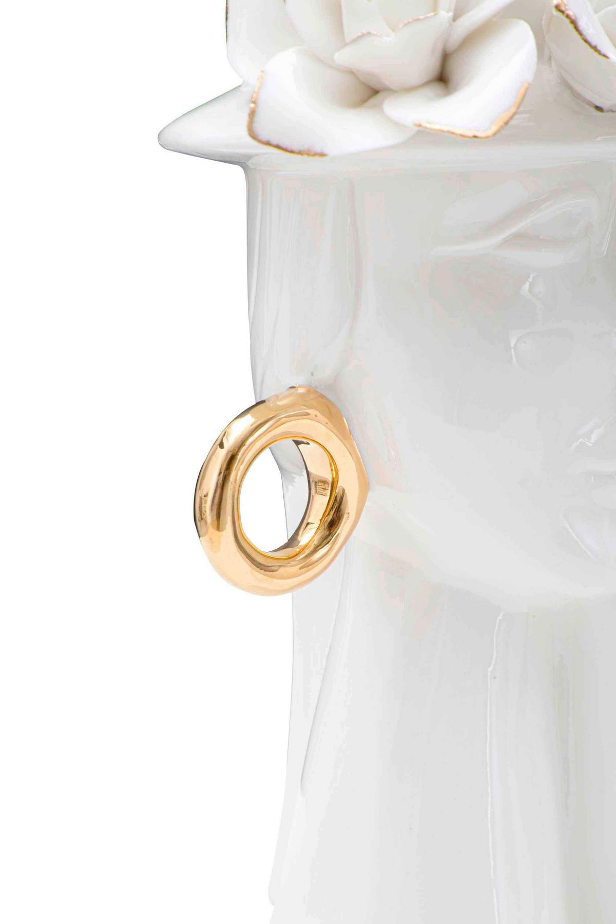 Vase Woman Elegant Weiß, Goldfarben B: 15 Cm - Goldfarben/Weiß, Basics, Keramik (15/23.5/13.3cm)