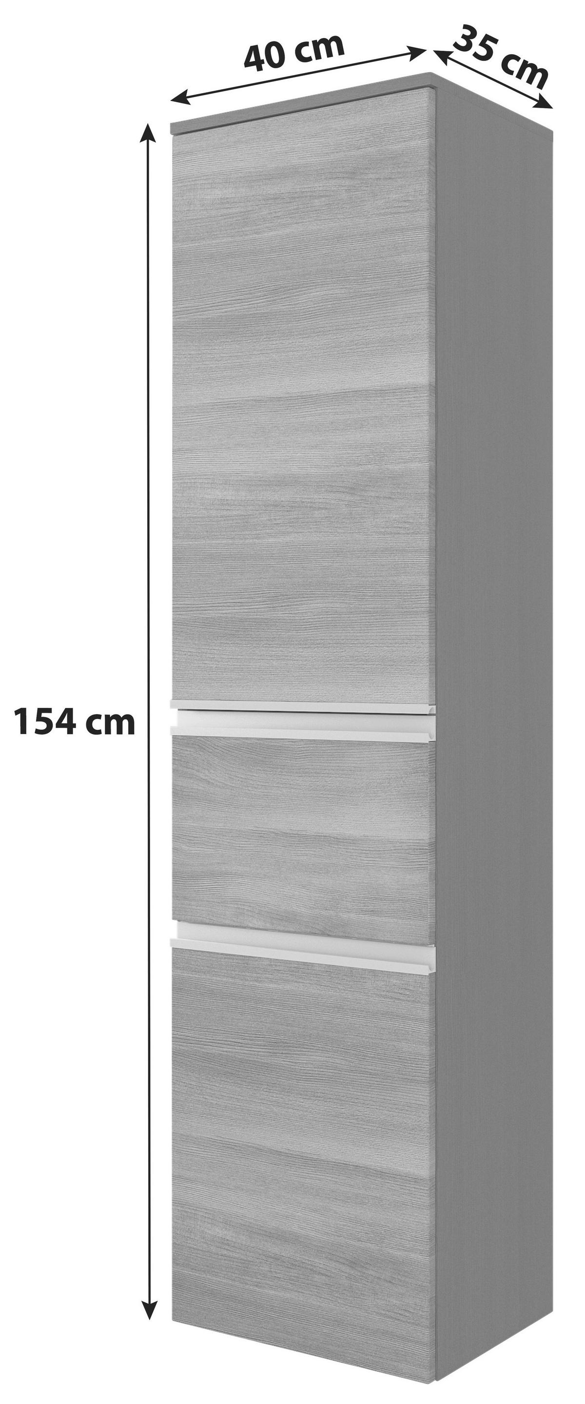 Midischrank Mit Soft-Close Arezzo 40cm, Eiche Dekor - Silberfarben/Silbereichenfarben, Basics, Holzwerkstoff (40/154/35cm) - Held