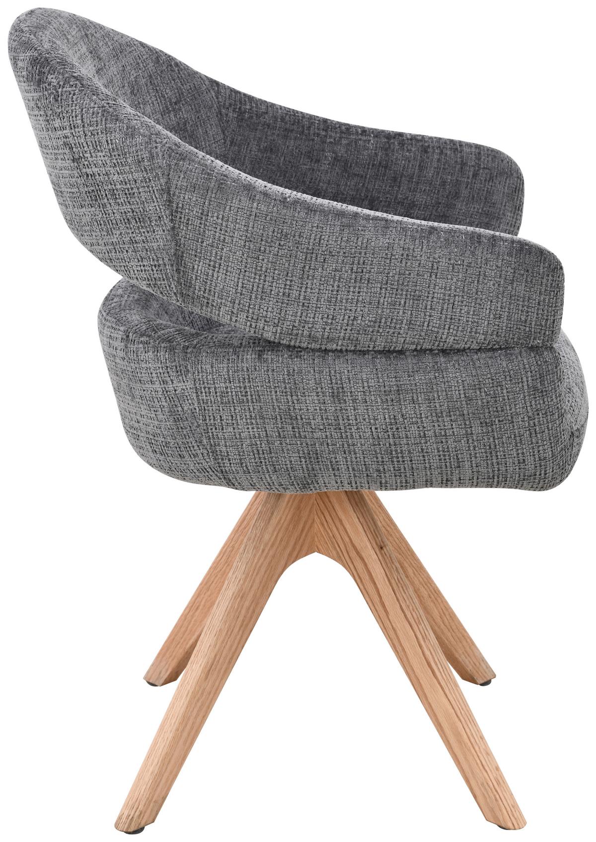 Armlehnstuhl Cleo Grau/Eichefarben B: 58 cm - Eichefarben/Grau, MODERN, Holz/Textil (58/85/62cm) - Livetastic