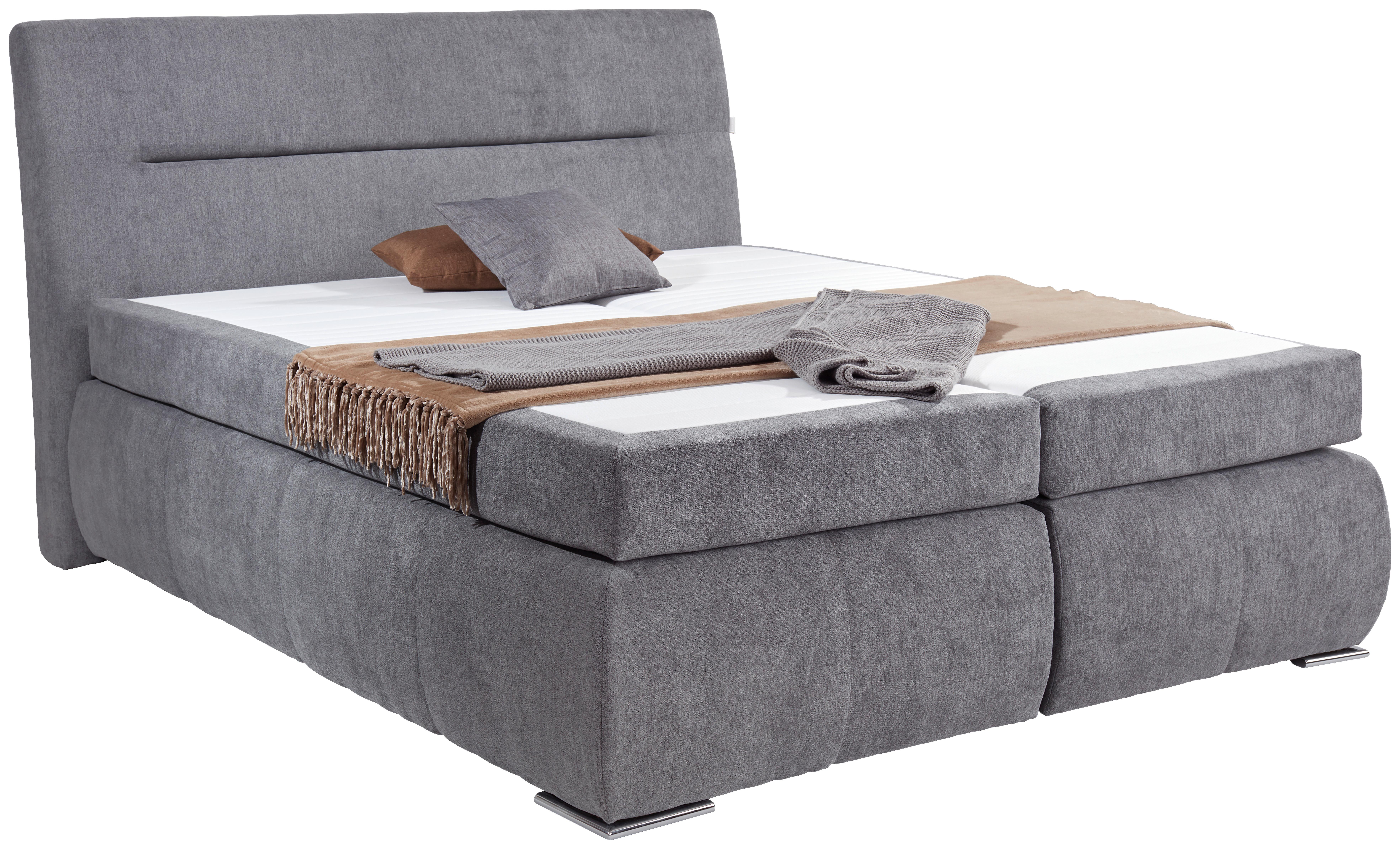 Posteľ Boxspring Penna H2/h3 - antracitová/chrómová, Konvenčný, kov/textil (180/200cm)