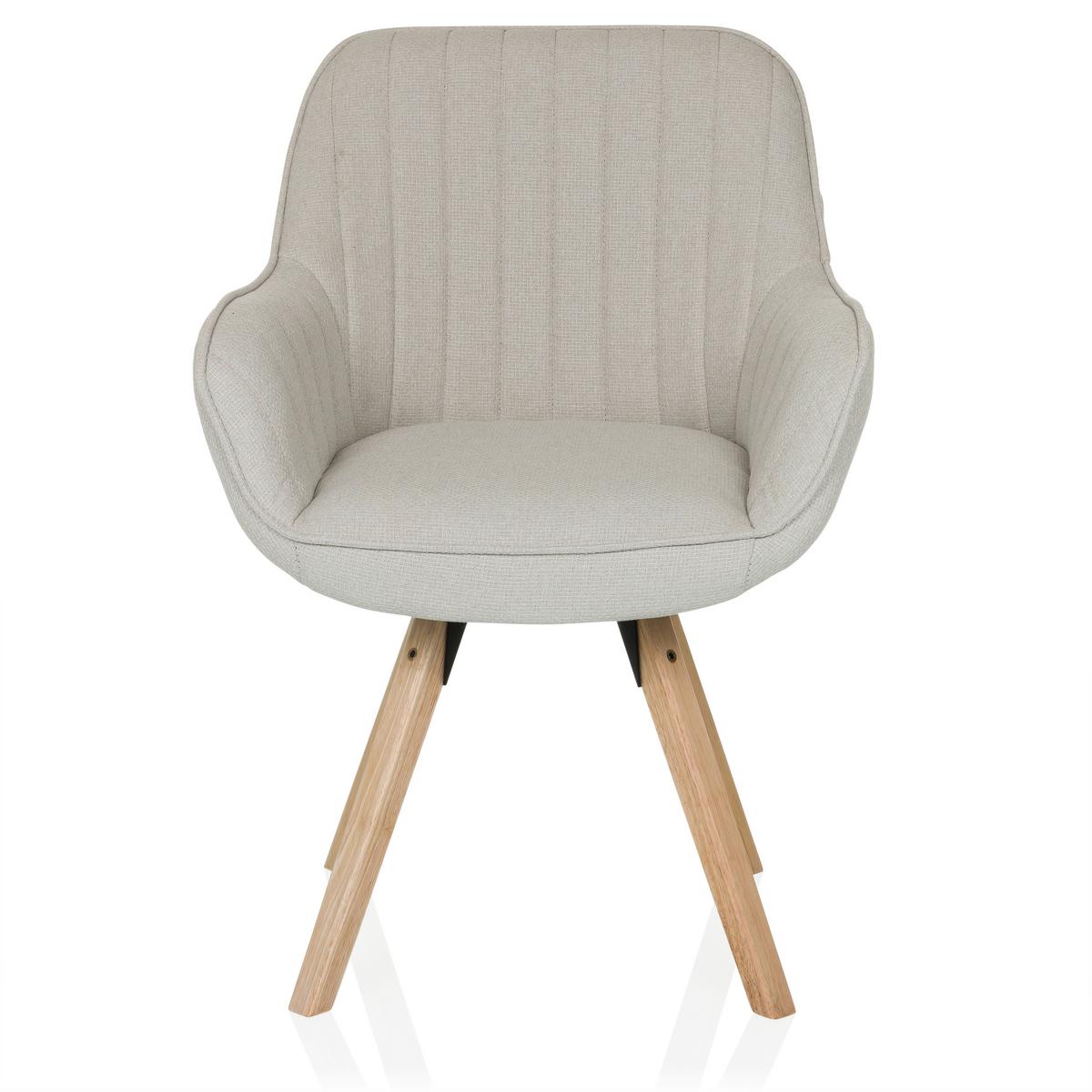 Armlehnstuhl Scandi Ted Creme B: 56 cm - Buchefarben/Creme, MODERN, Holz/Textil (56/84/62cm) - MID.YOU