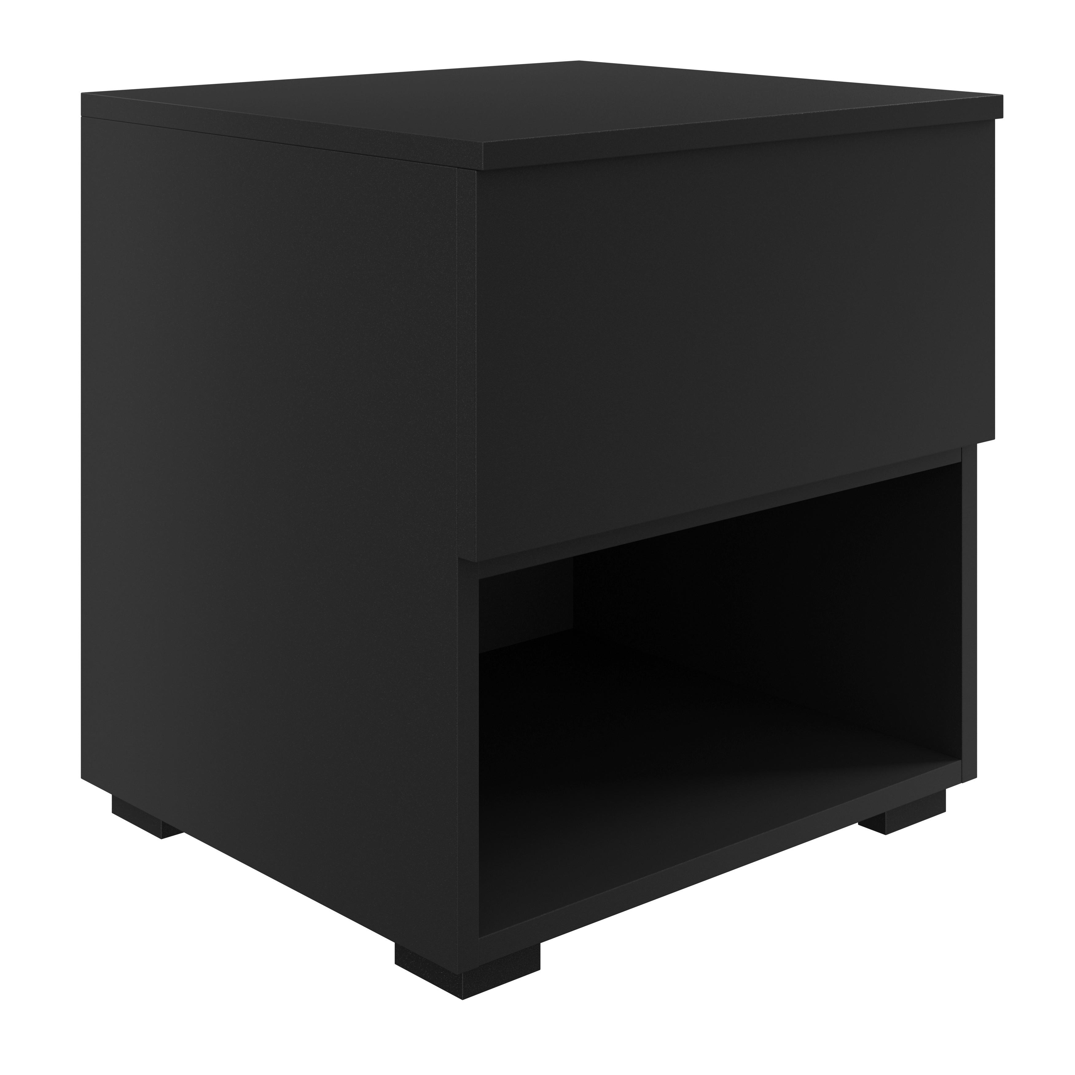 Nachtkästchen Unit In Anthrazitmit 1 Lade - Anthrazit/Anthrazit Hochglanz, MODERN, Holzwerkstoff (45/46/42cm) - Ondega