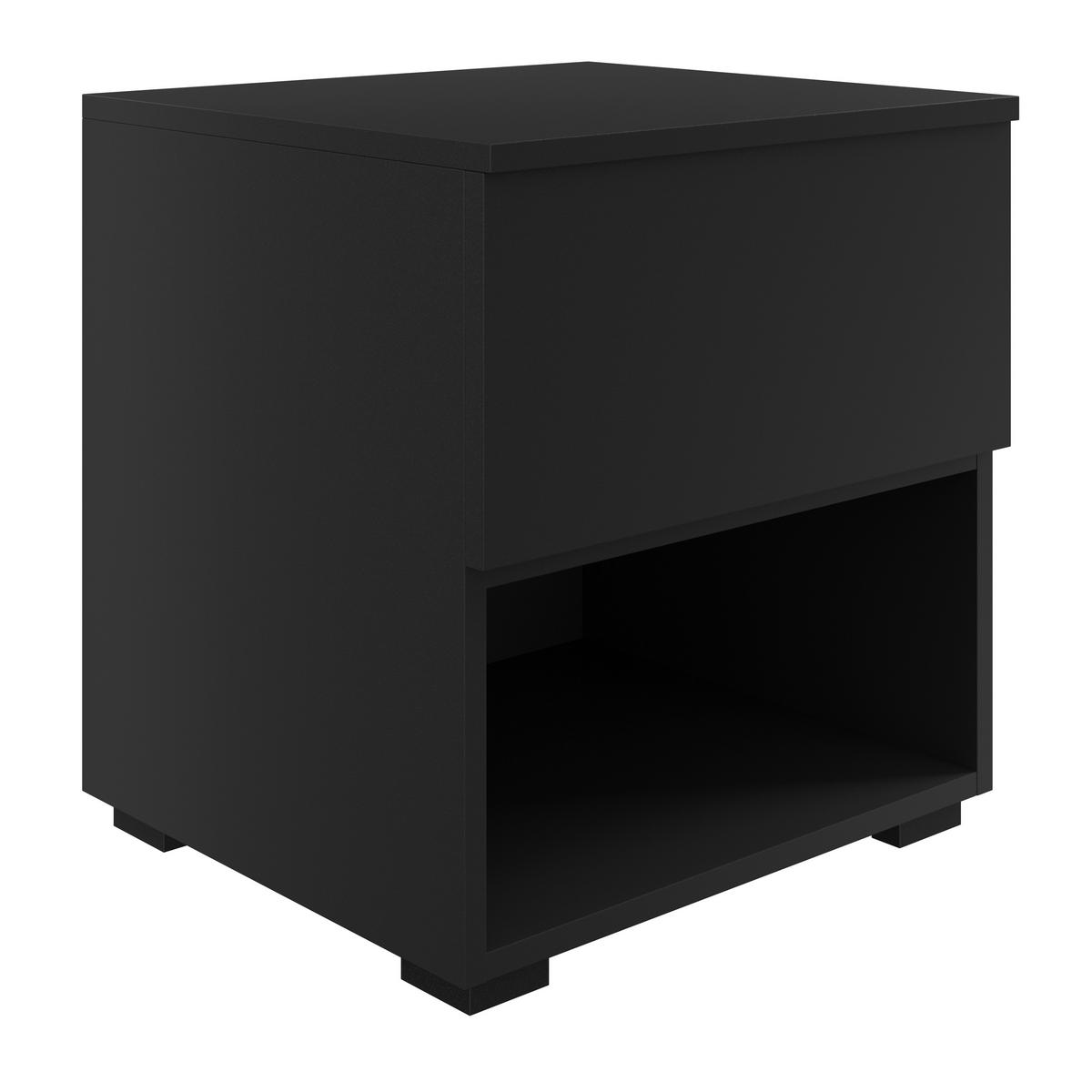 Nachtkästchen Unit In Anthrazitmit 1 Lade - Anthrazit/Anthrazit Hochglanz, MODERN, Holzwerkstoff (45/46/42cm) - Ondega