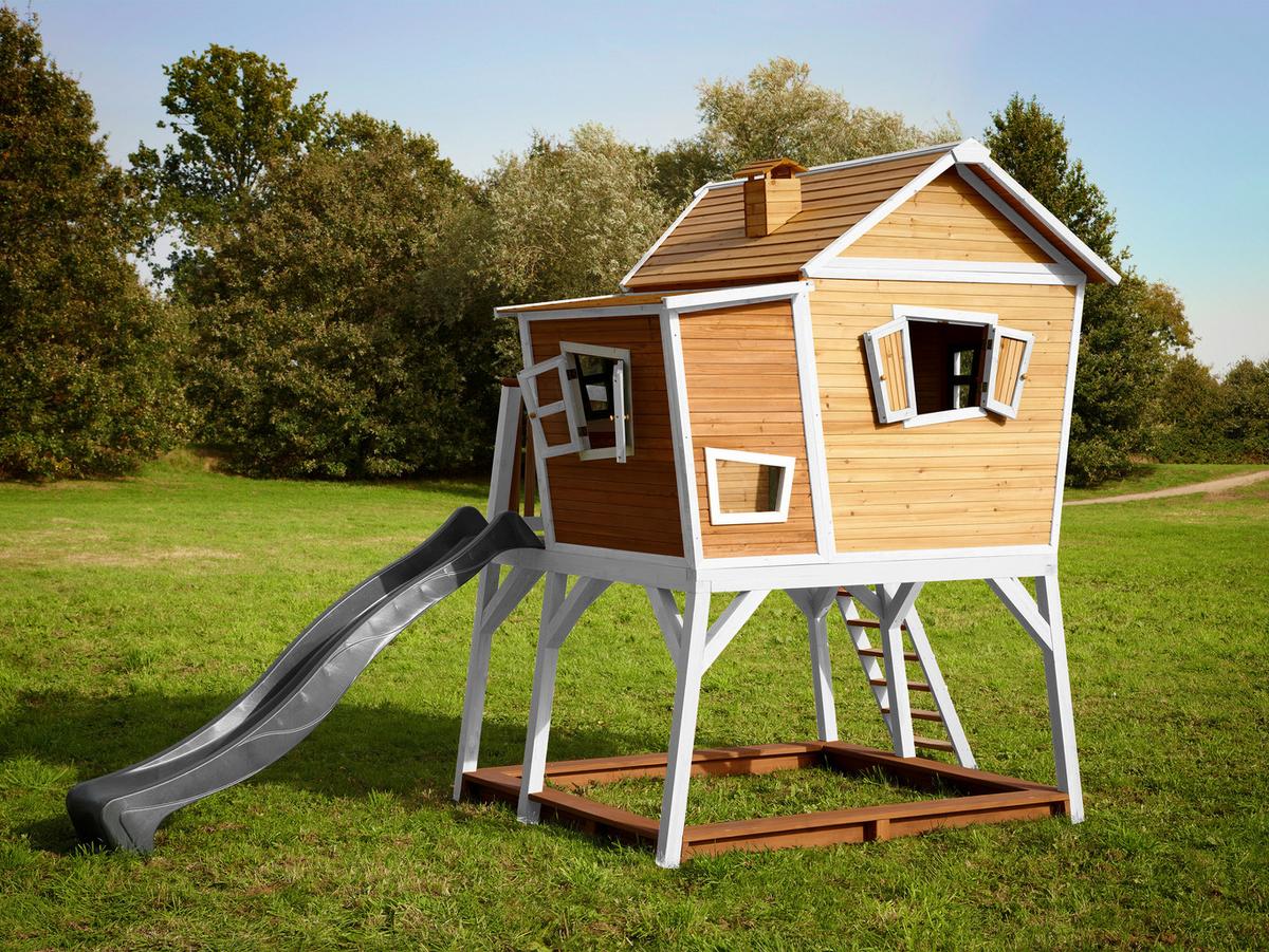 Spielturm A030.150.81 - Braun/Weiß, KONVENTIONELL, Holz (432/288/193cm) - Ambia Garden