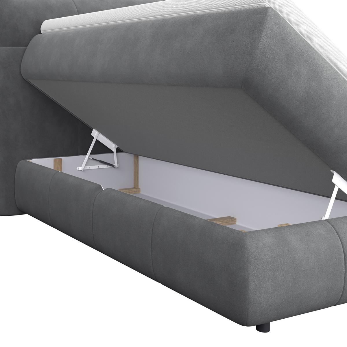 Boxspringbett Carmelo Anthrazit 140x200 cm H3 - Anthrazit/Schwarz, Trend, Textil (140/200cm)