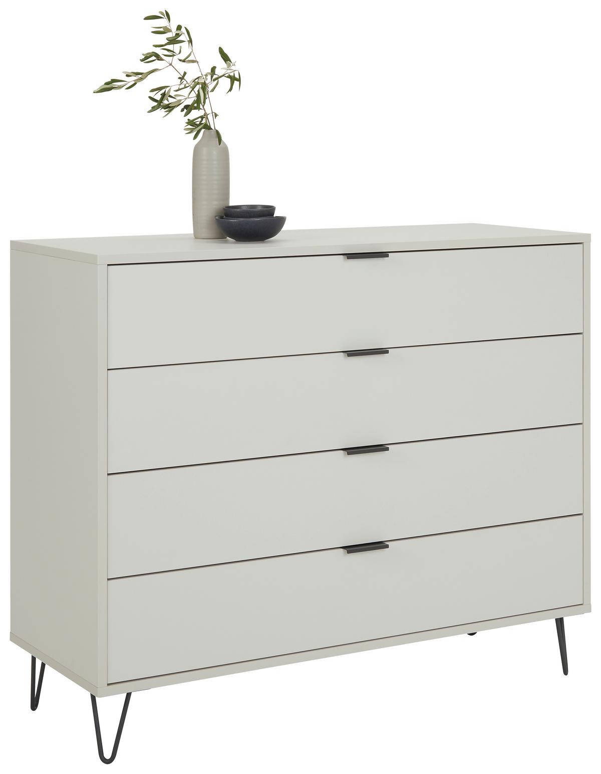 Komoda so 4 zásuvkami Bounty, sivá - sivá/antracitová, Modern (119/87/45cm) - Premium Living