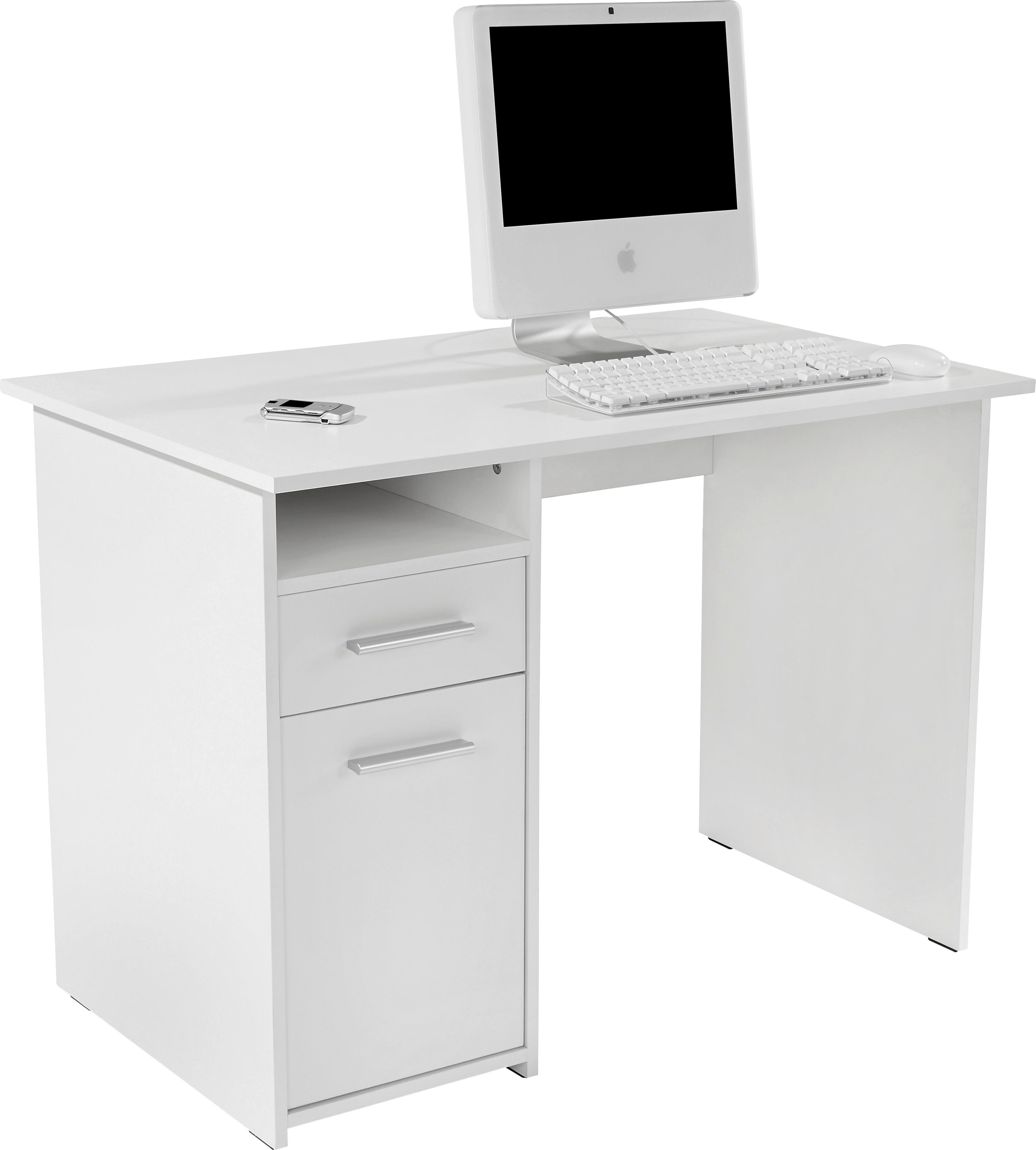 Schreibtisch mit Stauraum B 110cm H 74cm Palermo, Weiß - Weiß, MODERN, Holzwerkstoff (110/74/60cm)