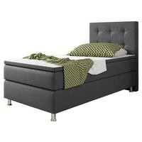 Boxspringbett Mit Topper 90x200 Köln - Anthrazit/Silberfarben, KONVENTIONELL, Textil (90/115/210cm) - MID.YOU