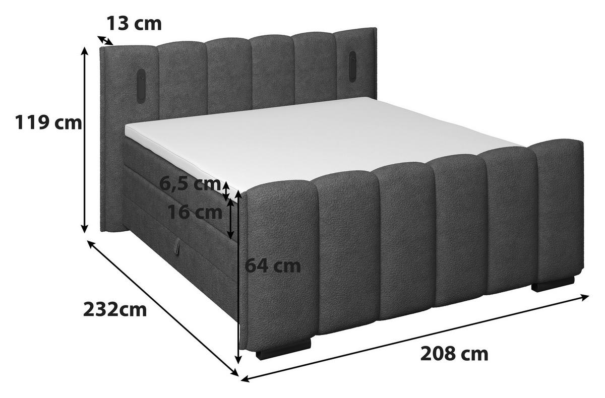 Boxspringbett Elysia inkl. Bettkasten 180x200 - Bordeaux/Schwarz, Trend, Holz/Holzwerkstoff (180/200cm) - Luca Bessoni