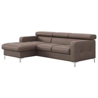 Ecksofa mit Schlaffunktion Sammy Hellbraun Leder - Chromfarben/Hellbraun, Design, Leder (168/227cm) - Livetastic