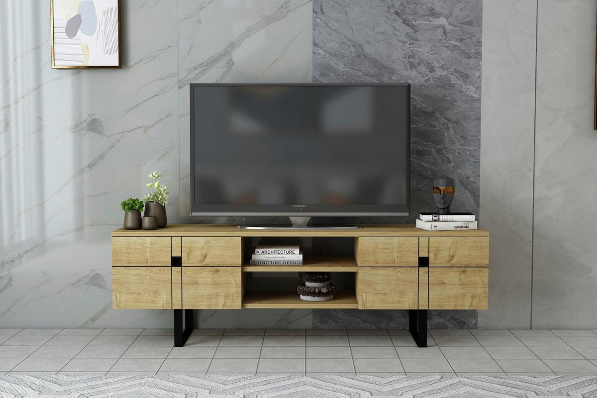 Lowboard Zeus Tv-Schrank - Eichefarben/Walnussfarben, Design, Holzwerkstoff (160/50/35cm) - Livetastic