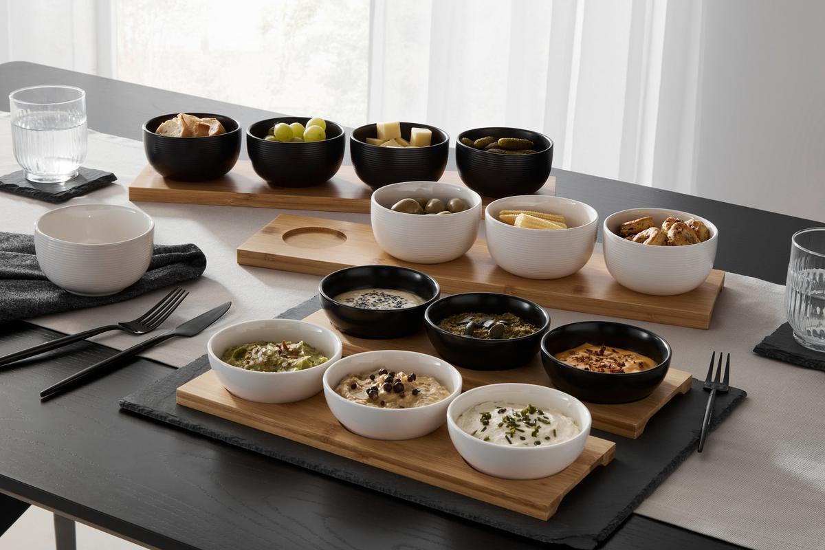 SADA MISEK NA OMÁČKU TAPAS - 3 - černá, Moderní, dřevo/keramika (31/11/4cm) - Modern Living
