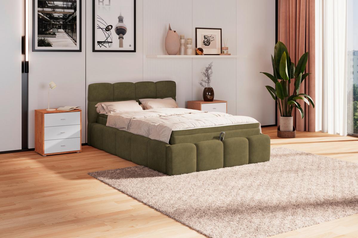 Polsterbett Noe Grün 140x200 cm - Schwarz/Grün, Trend, Textil/Metall (140/200cm)