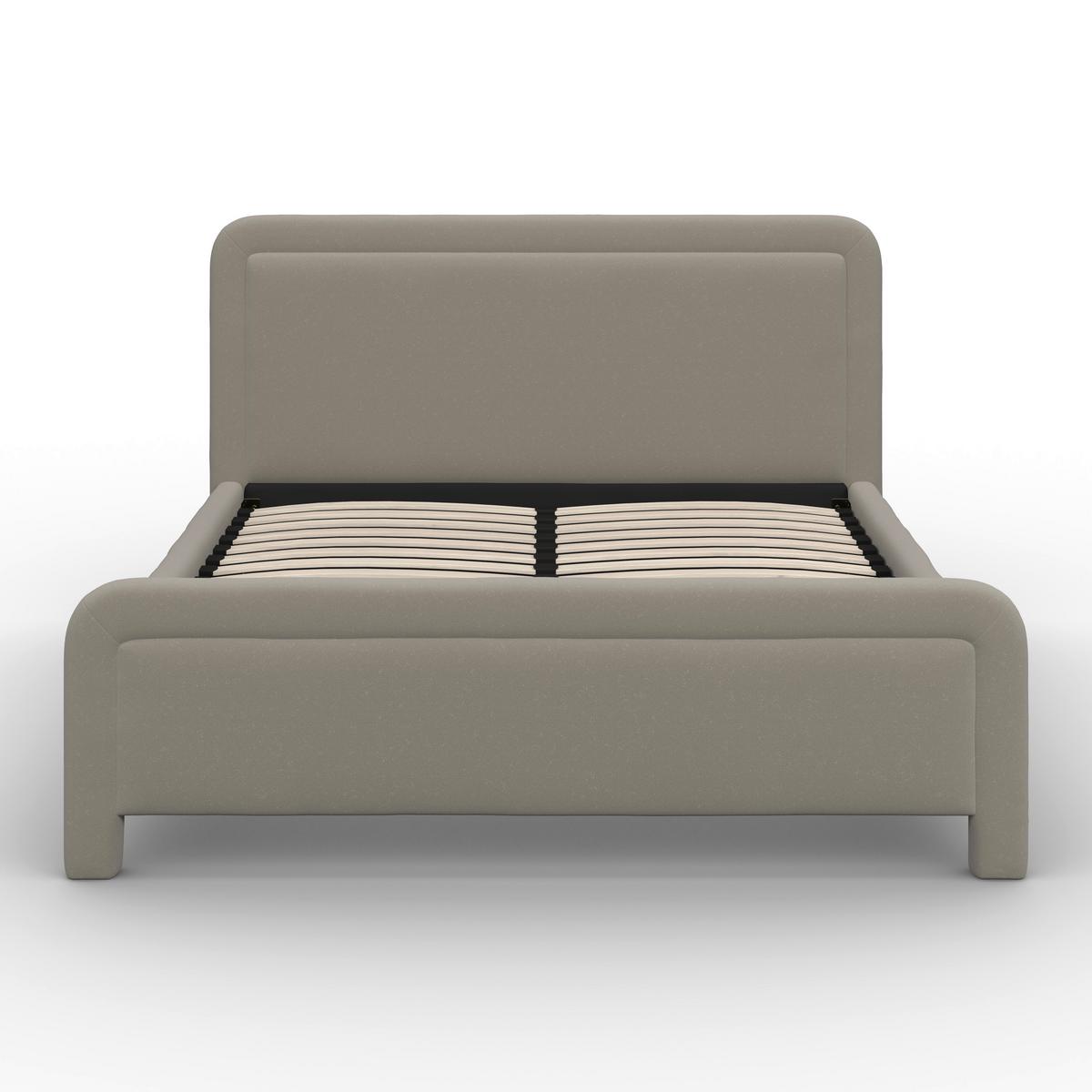 Čalouněná postel XIRELIA 160x200 cm, šedohnědá - barvy dubu/přírodní barvy, Moderní, kov/dřevo (160/200cm) - Bessagi Home