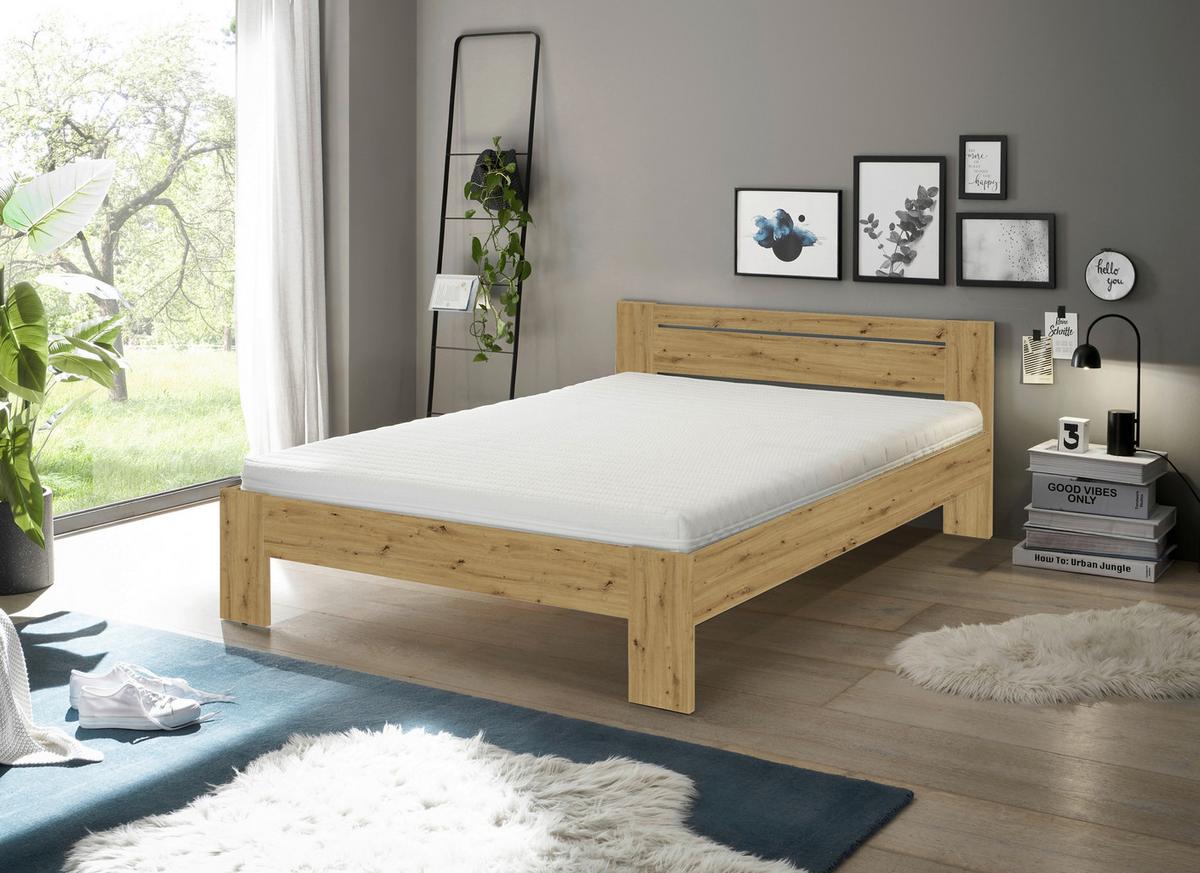 Bett Cannes 140 Eiche Artisan Dekor 140x200 - Eiche Artisan, KONVENTIONELL, Holzwerkstoff (140/200cm) - Ondega
