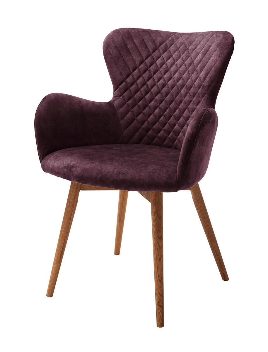 Armlehnstuhl Sarander Bordeaux  Echtholz-Beine - Bordeaux, Basics, Holz/Textil (62/87/65cm) - MID.YOU