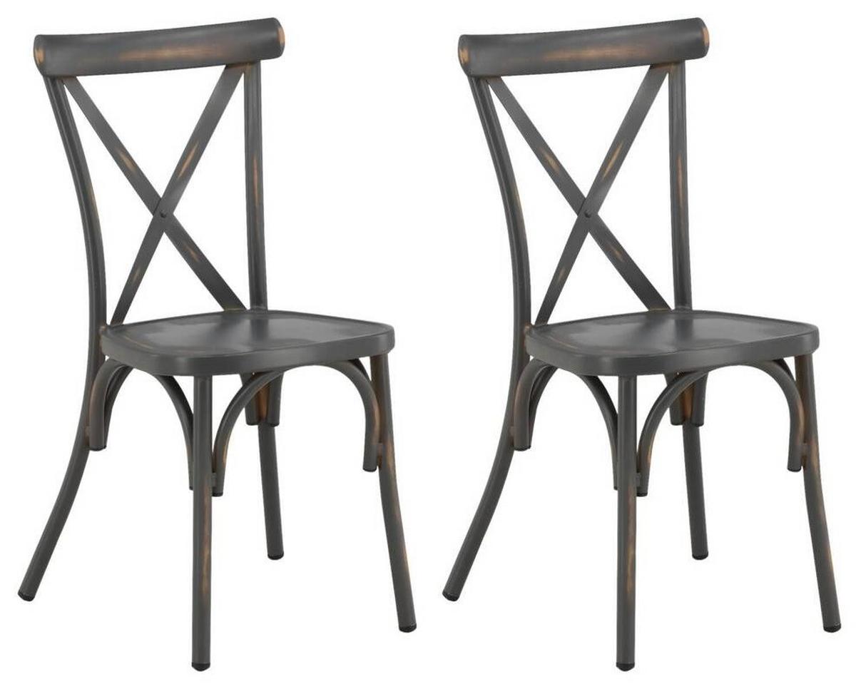 Gartenstuhl-Set Tablas Aluminium - Schwarz, KONVENTIONELL, Metall (48/88/48cm) - Gardenson