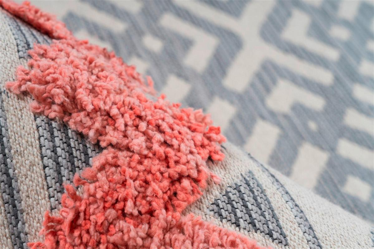 Flachwebteppich Grau, Koralle, ca. 160x230 cm - Koralle/Grau, Design, Textil (160/230cm) - Kayoom