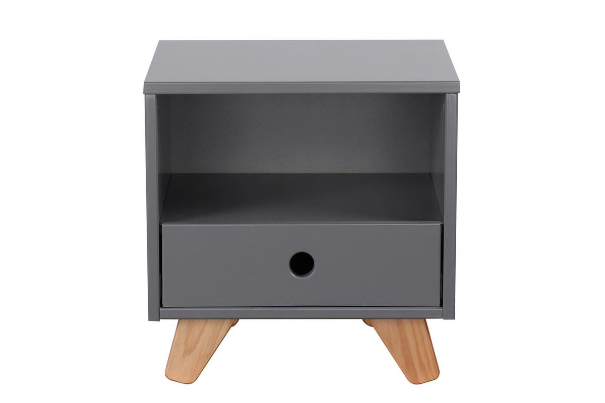 NACHTKÄSTCHEN Grau B: 40cm - Naturfarben/Grau, Design, Holzwerkstoff (40/40/35cm) - Livetastic